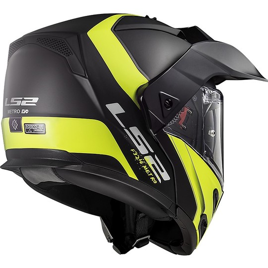 Modular Motorcycle Helmet Approved P / J Ls2 FF324 METRO EVO Rapid Black Yellow Fluo Matt