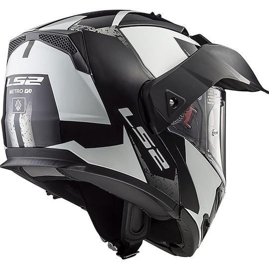 Modular Motorcycle Helmet Approved P / J Ls2 FF324 METRO EVO Sub Black White