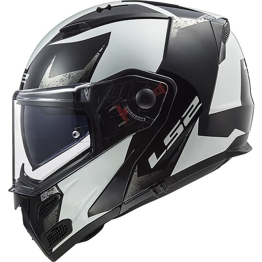 Modular Motorcycle Helmet Approved P / J Ls2 FF324 METRO EVO Sub Black White