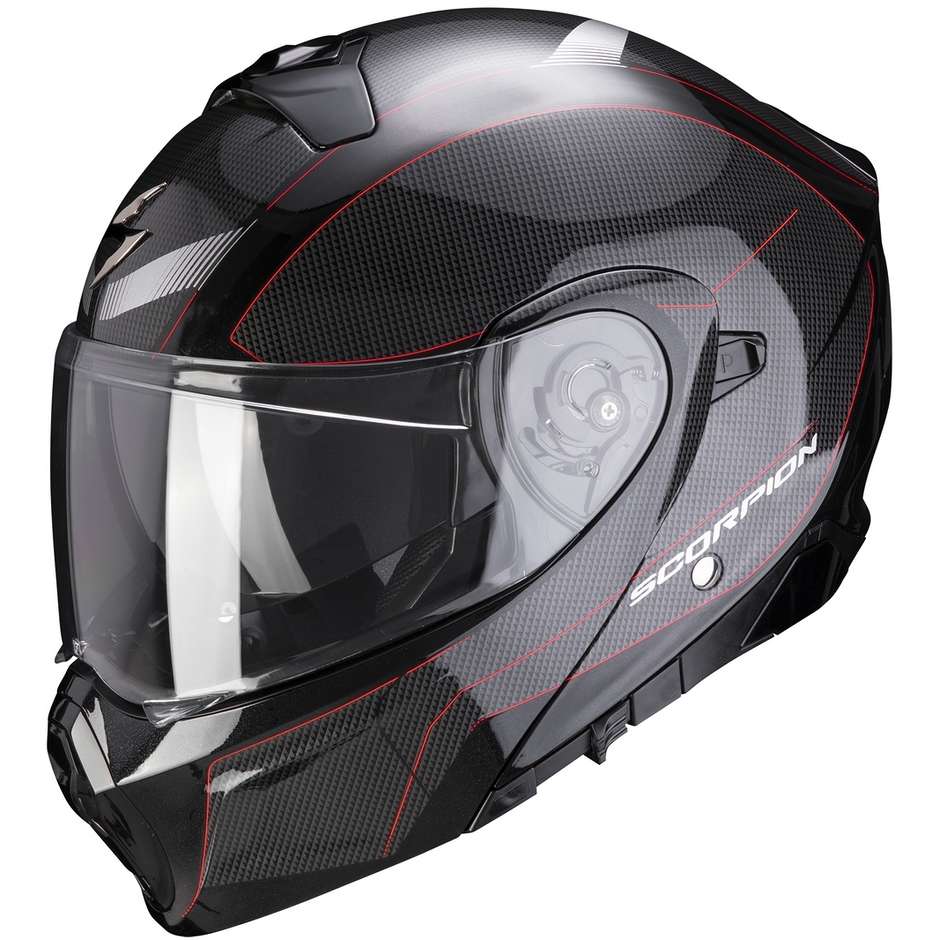 Modular Motorcycle Helmet Approved P / J Scorpion EXO-930 CIELO Black Red