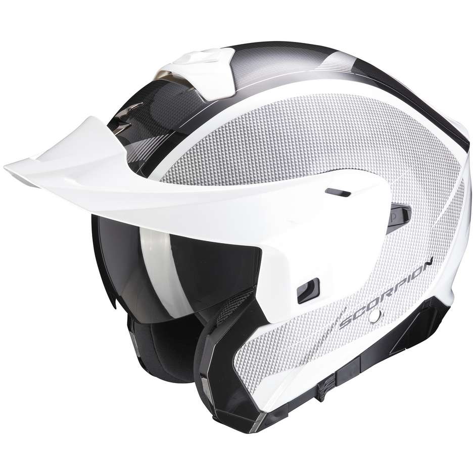 Modular Motorcycle Helmet Approved P / J Scorpion EXO-930 CIELO White Black