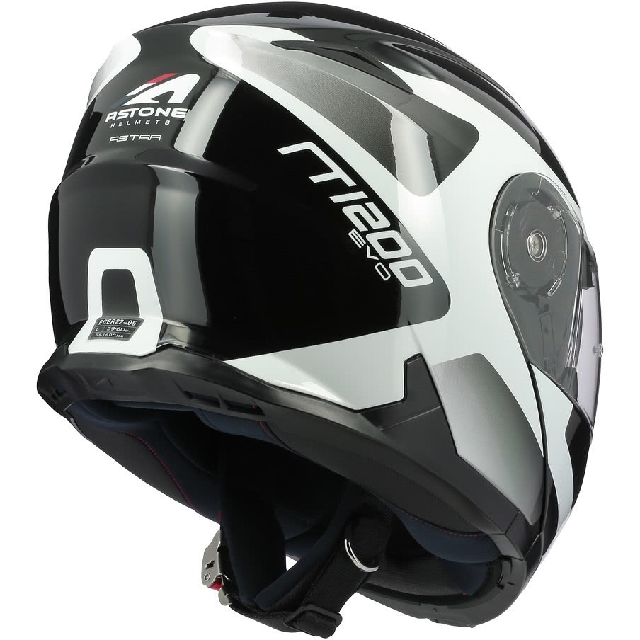 Modular Motorcycle Helmet Astone RT 1200 Evo ASTAR Glossy White Black