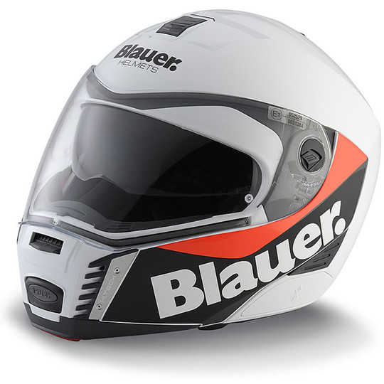Modular Motorcycle Helmet Blauer Loft Sunroof Black White-Red