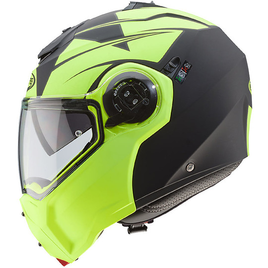 Modular Motorcycle Helmet Caberg Droid Patriot Black Opaco Yellow Fluo