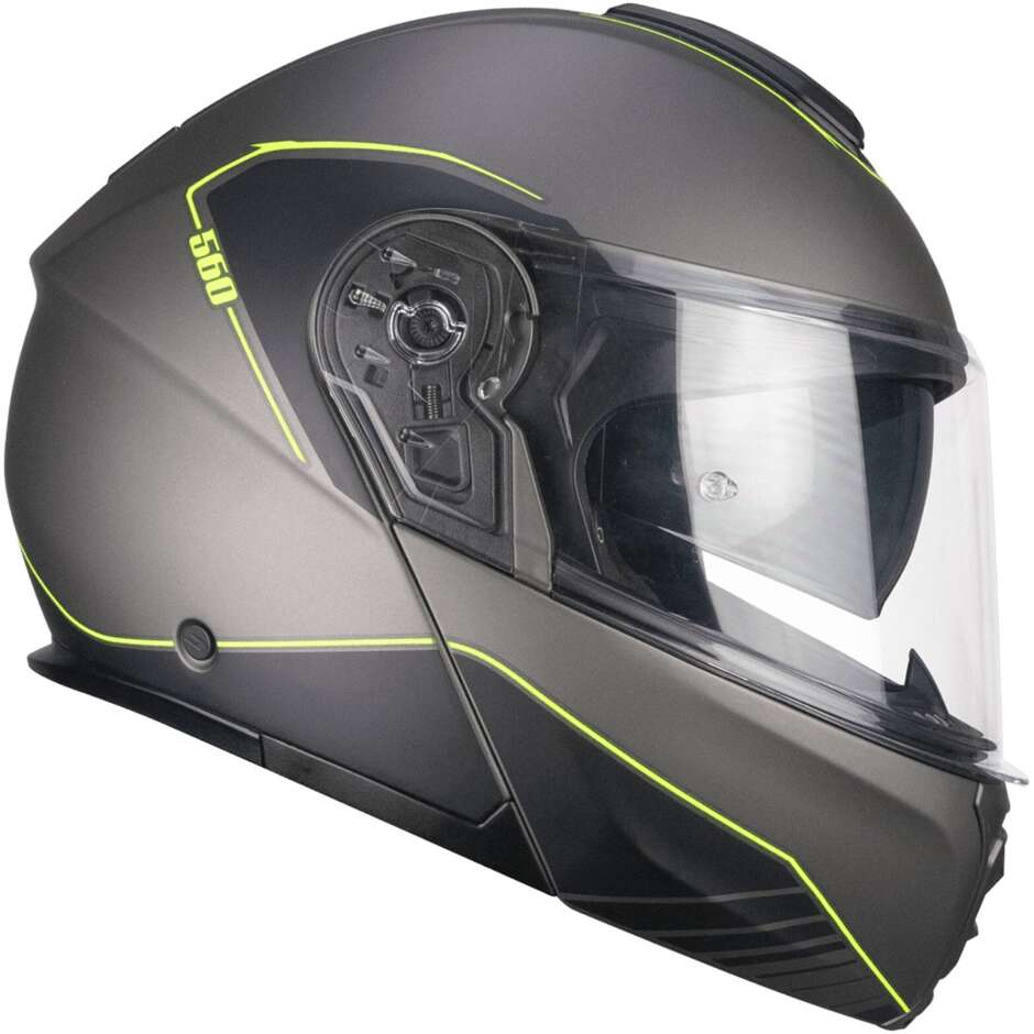 Modular Motorcycle Helmet CGM 560G MAD RIDE Graphite Yellow fluo opaque