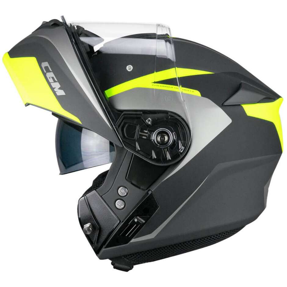 Modular Motorcycle Helmet CGM 568G BER DRESDA Graphite Yellow fluo opaque