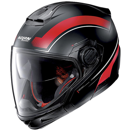 Modular Motorcycle Helmet CossOver Nolan N40.5 GT RESOLUTE N-Com 021 Black Matt Red