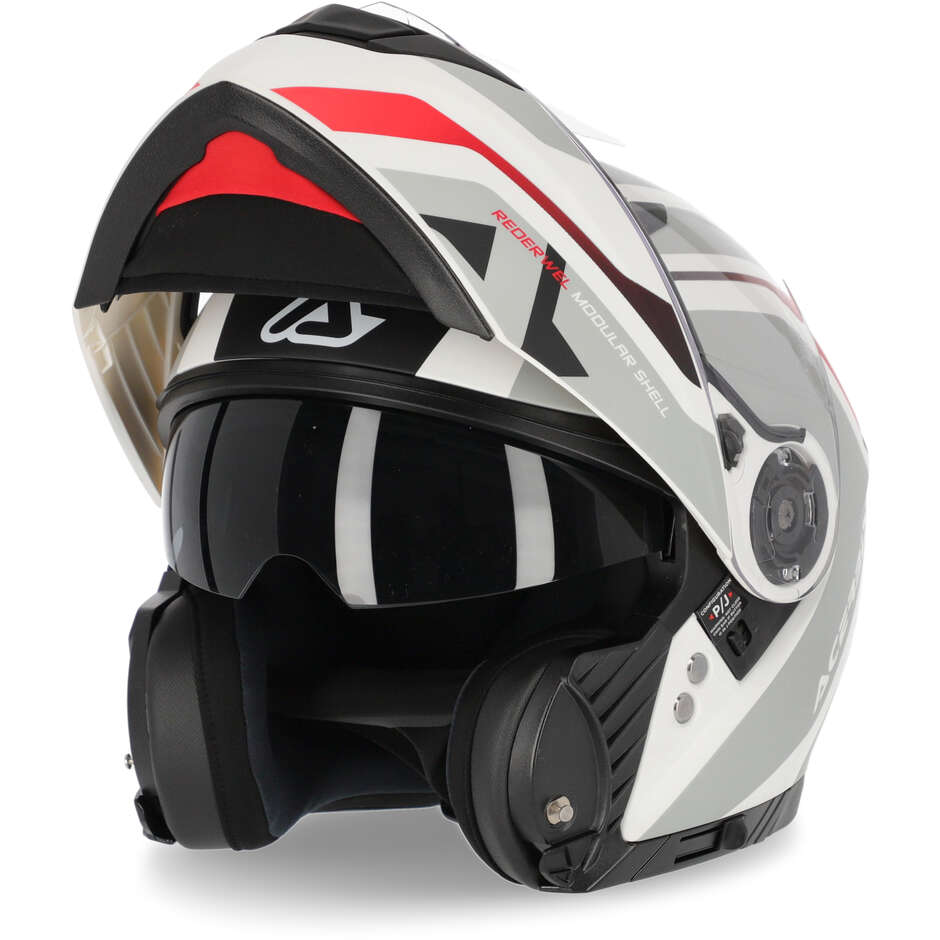 Modular Motorcycle Helmet Double Approval P / J Acerbis REDERWEL Gray Red Matt
