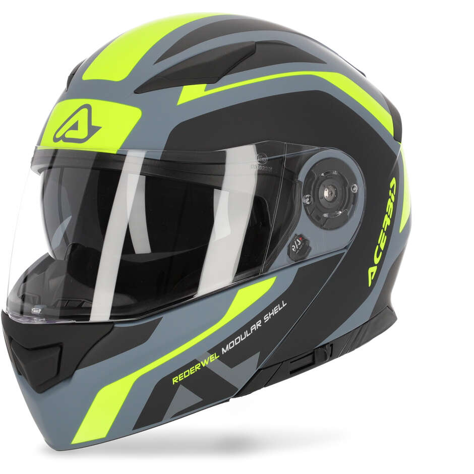 Modular Motorcycle Helmet Double Approval P / J Acerbis REDERWEL Matt Yellow Gray