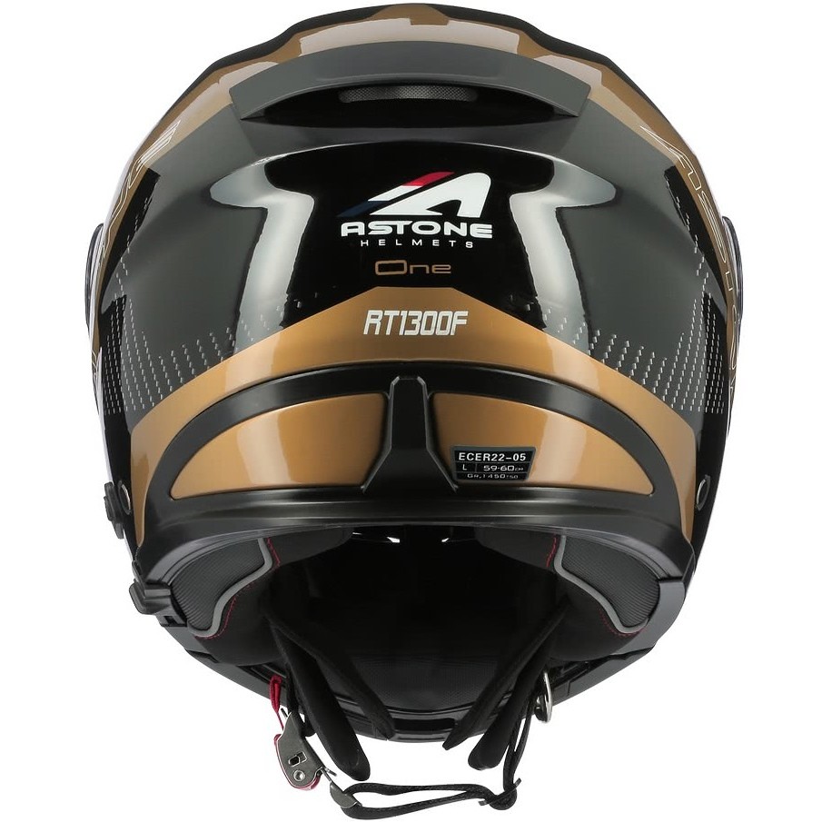 Modular Motorcycle Helmet Double Homologation Astone RT1300 f ONE B Glossy Black Gold