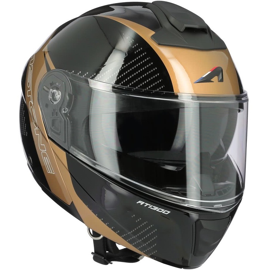 Modular Motorcycle Helmet Double Homologation Astone RT1300 f ONE B Glossy Black Gold