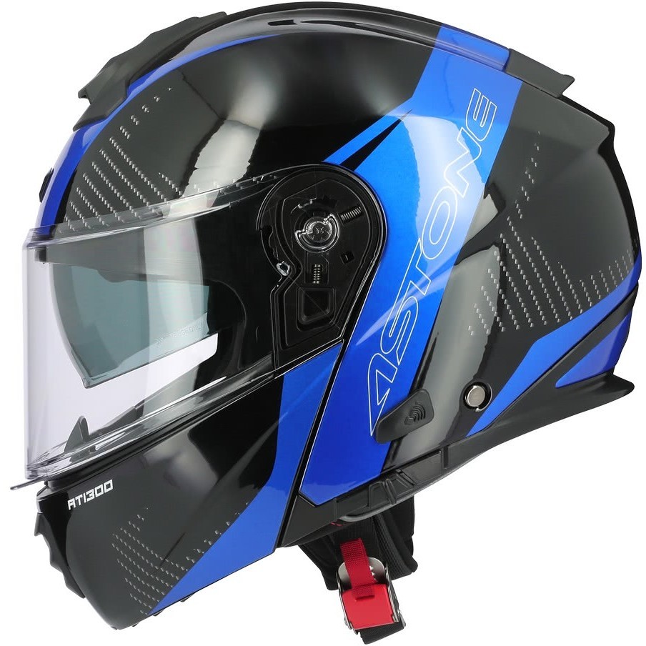 Modular Motorcycle Helmet Double Homologation Astone RT1300 f ONE Black Chrome Blue