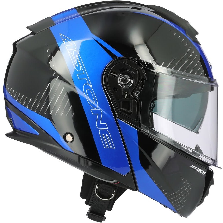 Modular Motorcycle Helmet Double Homologation Astone RT1300 f ONE Black Chrome Blue