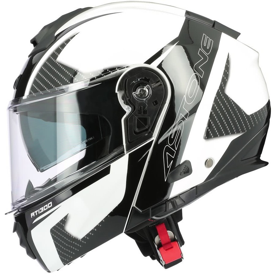Modular Motorcycle Helmet Double Homologation Astone RT1300 f ONE Glossy Black White