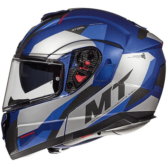 Modular Motorcycle Helmet Double Visor MT Helmet ATOM SV TRANSCEND E7 Glossy Blue