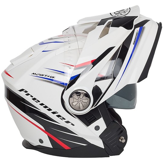 Modular Motorcycle Helmet Dual Sport Premier X-TRAIL MO 1 White Blue Red