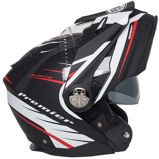 Modular Motorcycle Helmet Dual Sport Premier X-TRAIL MO 92 BM Matt Black White Red
