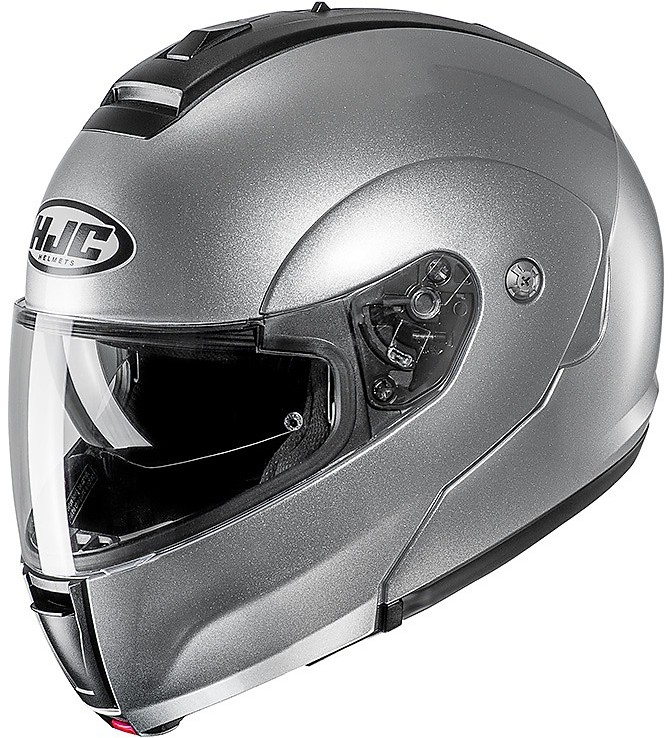 Modular Motorcycle Helmet HJC C90 Double Visor Silver Metal For Sale