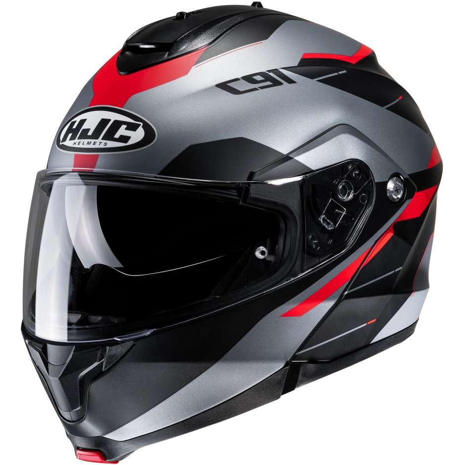 Modular Motorcycle Helmet Hjc C91 KARAN MC1SF Matt Gray Red