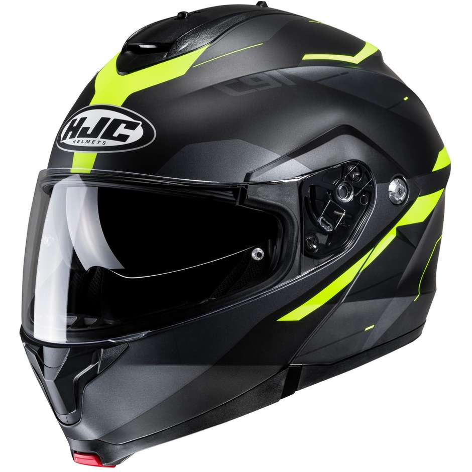 Modular Motorcycle Helmet Hjc C91 KARAN MC3HSF Matt Black Fluo Yellow
