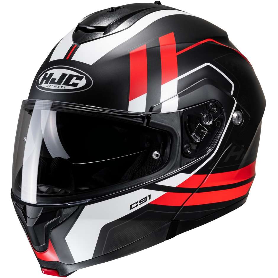 Modular Motorcycle Helmet Hjc C91 OCTO MC1SF Matt Black Red
