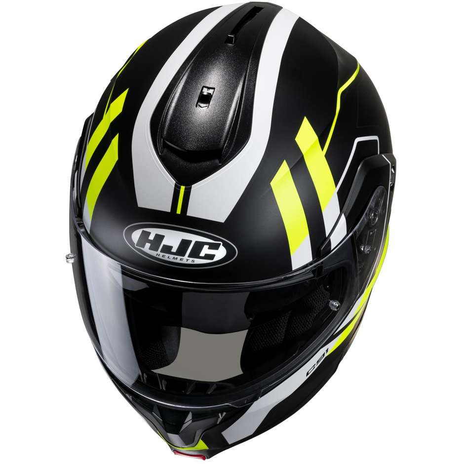 Modular Motorcycle Helmet Hjc C91 OCTO MC3HSF Matt Black Fluo Yellow