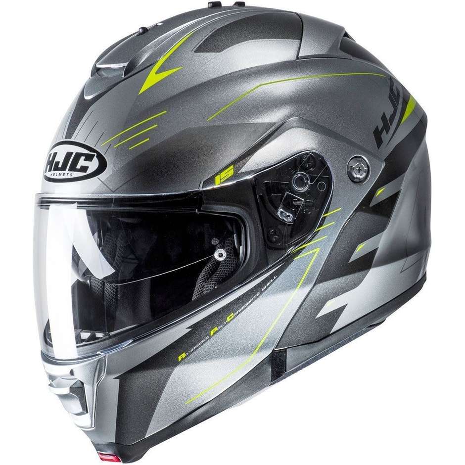 Modular Motorcycle Helmet HJC IS-MAX 2 CORMI MC4H Gray Yellow Fluo