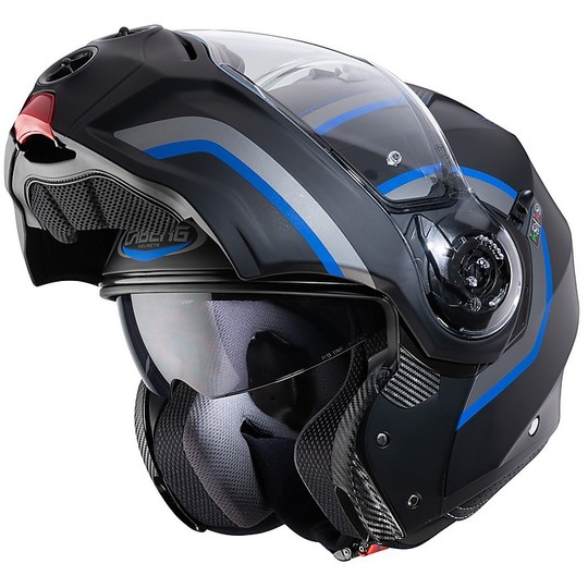 Modular Motorcycle Helmet Homologated P / J Caberg DROID PURE Matt Black Anthracite Blue