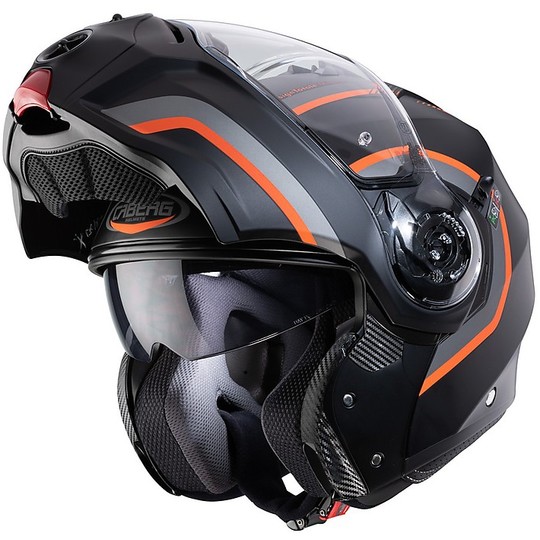 Modular Motorcycle Helmet Homologated P / J Caberg DROID PURE Matt Black Anthracite Orange