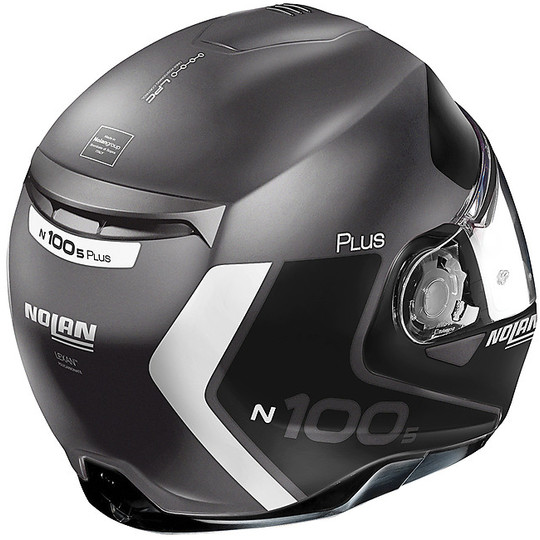 Modular Motorcycle Helmet Homologated P / J Nolan N100.5 Plus DISTINCTIVE N-Com 023 Lava Gray Opaque White