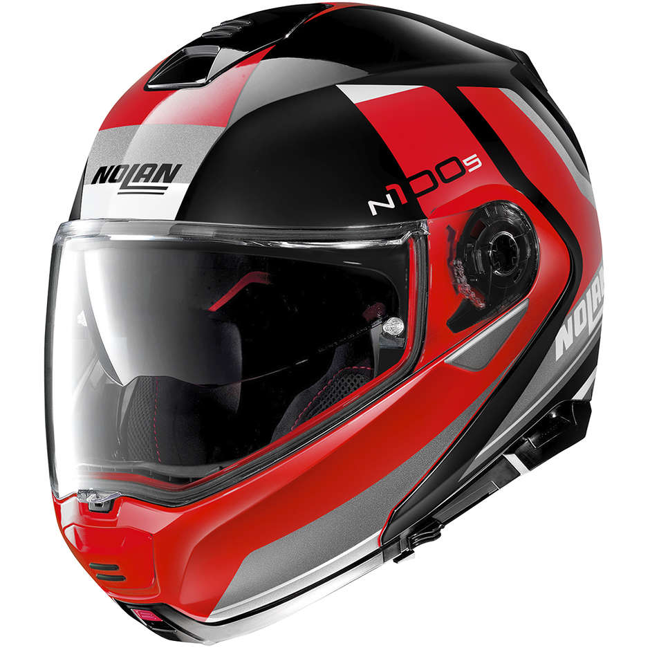 Modular Motorcycle Helmet Homologation P / J Nolan N100.5 HILLTOP N-Com 050 Glossy Black Red
