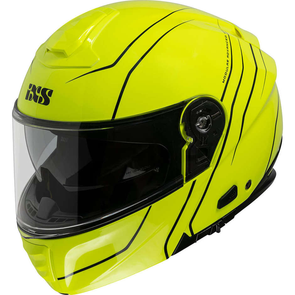 Modular Motorcycle Helmet In Fiber Ixs 460 FG 2.0 Yellow Fluo Black