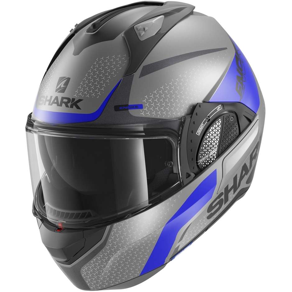 Modular Motorcycle Helmet In Shark EVO GT ENCKE Anthracite Blue Matt Black