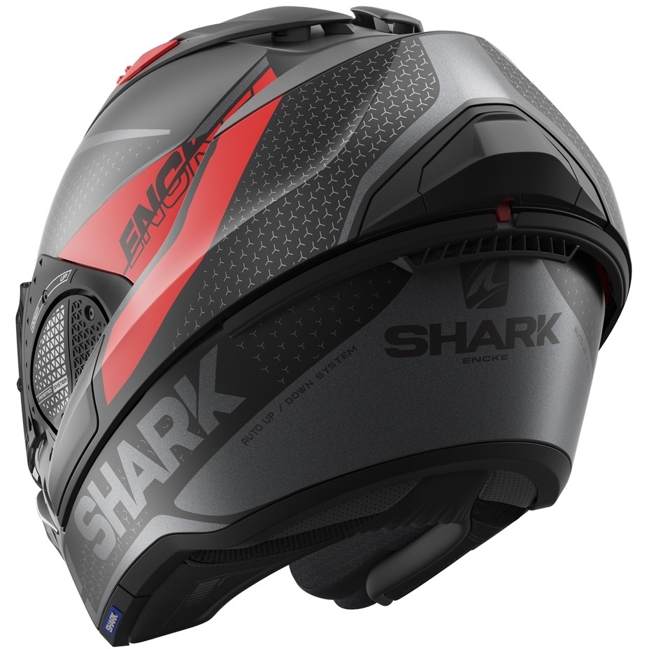 Modular Motorcycle Helmet In Shark EVO GT ENCKE Black Red Anthracite Matt