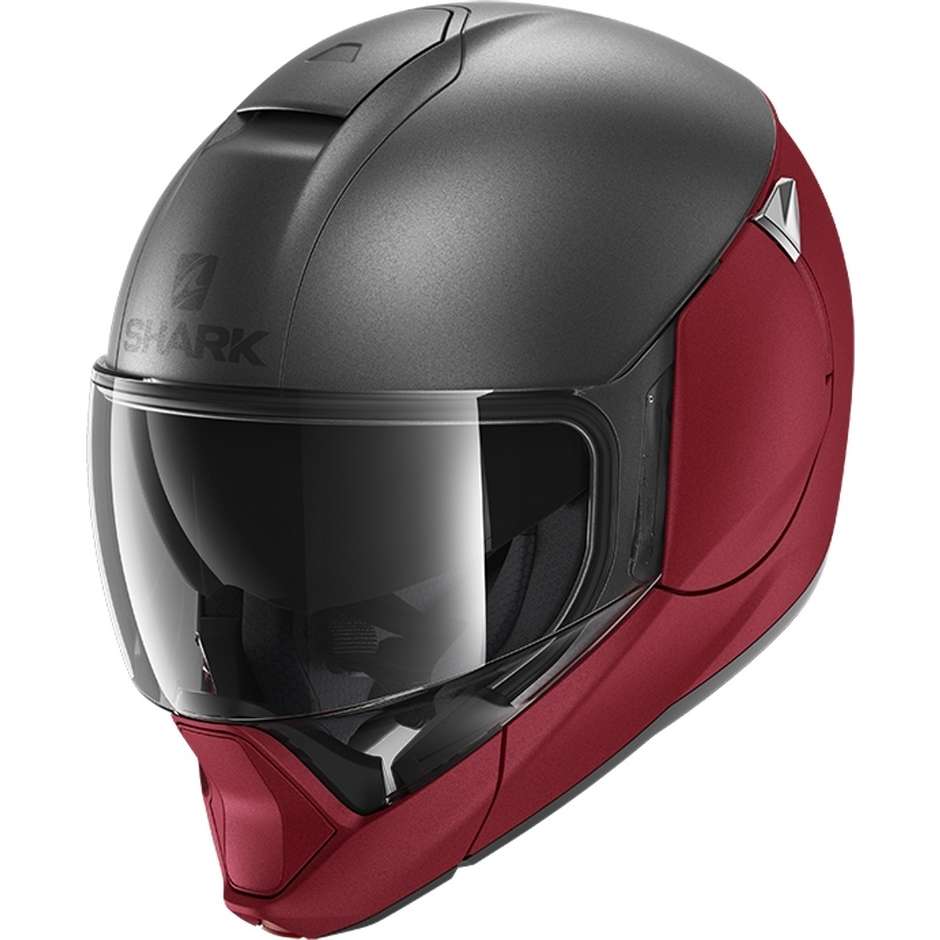 Modular Motorcycle Helmet In Shark EVOJET DUAL BLANK Red Anthracite Matt Red
