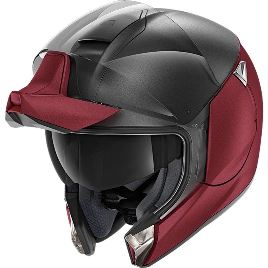 Modular Motorcycle Helmet In Shark EVOJET DUAL BLANK Red Anthracite Matt Red
