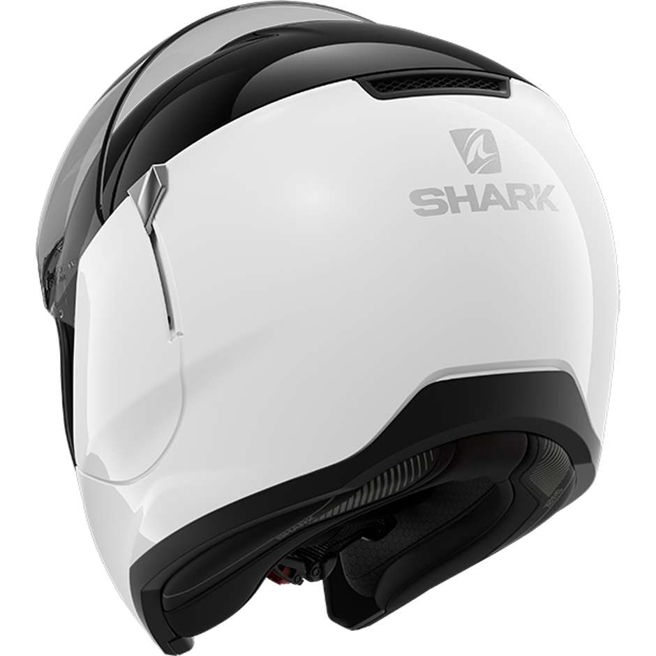 Modular Motorcycle Helmet In Shark EVOJET DUAL BLANK White Black White
