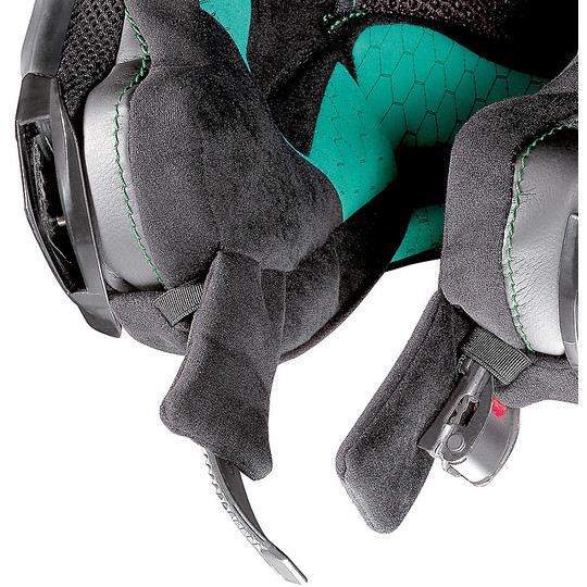 Modular Motorcycle Helmet in X-Lite Carbon X-1004 Ultra Carbon DEDALON N-Com 017 Glossy Black Red