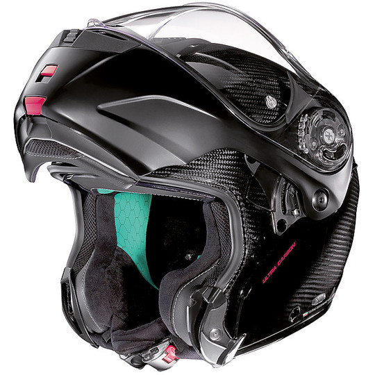 Modular Motorcycle Helmet in X-Lite Carbon X-1004 Ultra Carbon DEDALON N-Com 018 Glossy Black Yellow