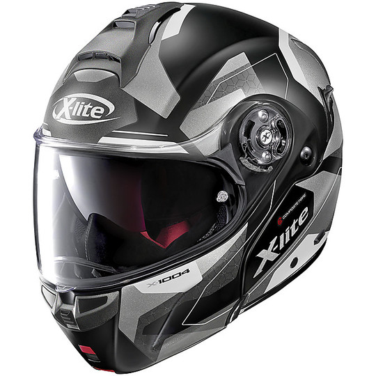 Modular Motorcycle Helmet in X-Lite Fiber X-1004 DEDALON N-Com 030 Black Matt White