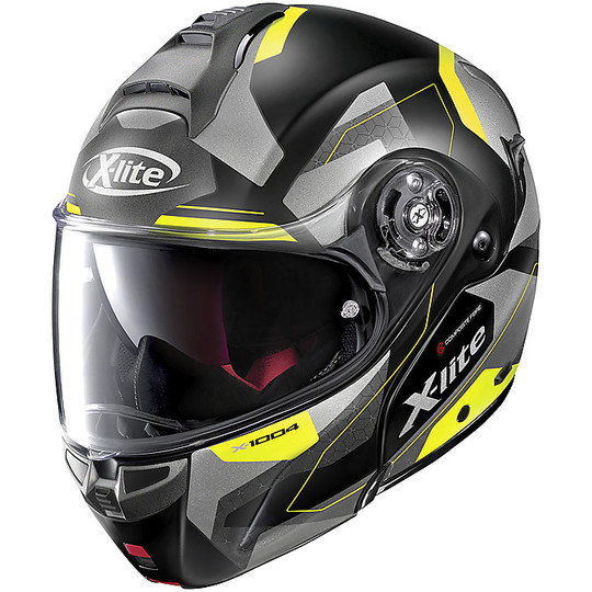 Modular Motorcycle Helmet in X-Lite Fiber X-1004 DEDALON N-Com 032 Black Matt Yellow