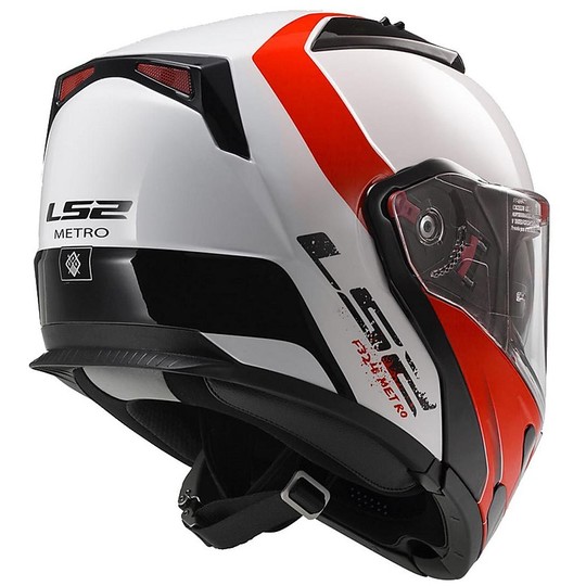 Modular Motorcycle Helmet LS2 FF324 Double approval Metro Rapid White / Red