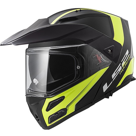 Modular Motorcycle Helmet LS2 FF324 Metro EVO Rapid Black Opaco Yellow Fluo