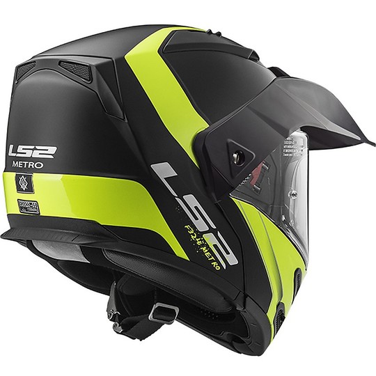 Modular Motorcycle Helmet LS2 FF324 Metro EVO Rapid Black Opaco Yellow Fluo