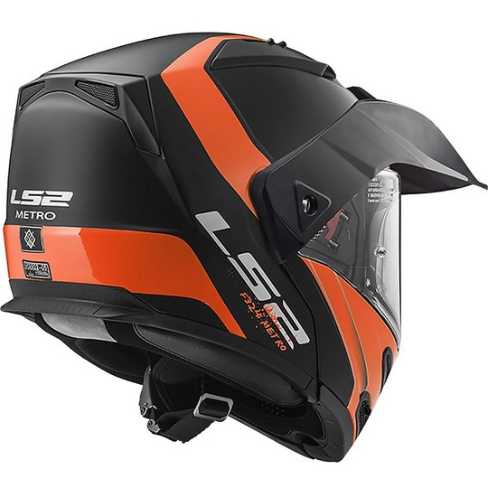 Modular Motorcycle Helmet LS2 FF324 Metro EVO Rapid Black Opaque Orange