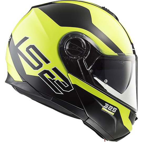 Modular Motorcycle Helmet LS2 FF325 Strobe Zone Black Yellow Fluo
