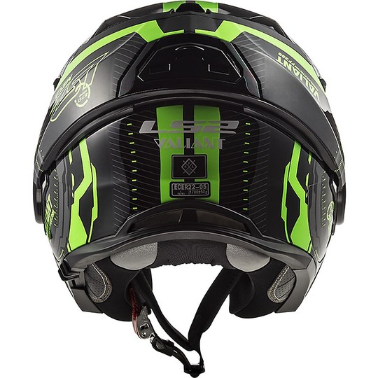 Modular Motorcycle Helmet LS2 FF399 VALIANT Nucleus Black Glossy Green