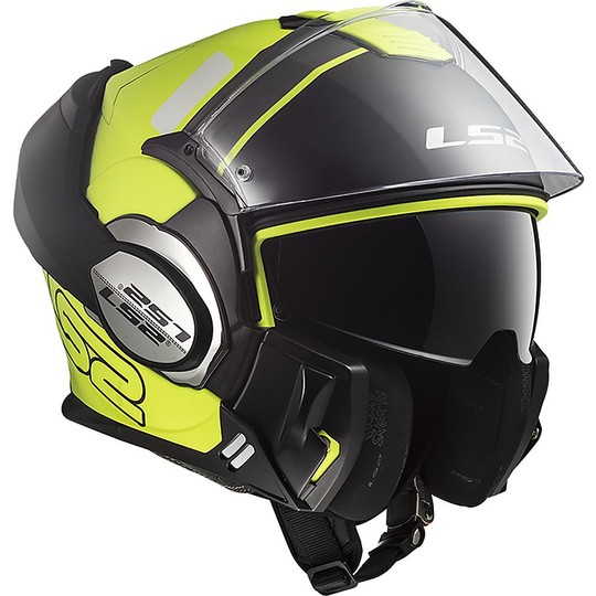 Modular Motorcycle Helmet LS2 FF399 VALIANT Prox Black Yellow Fluo Matt