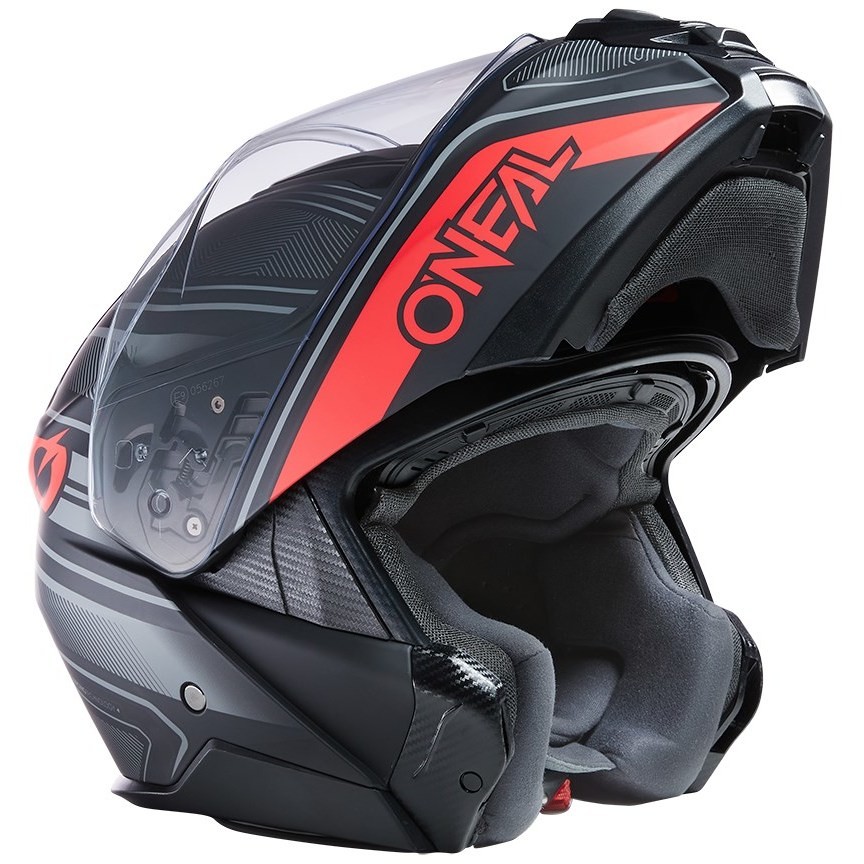 Modular Motorcycle Helmet M-SRS Double Visor STRING Black Red