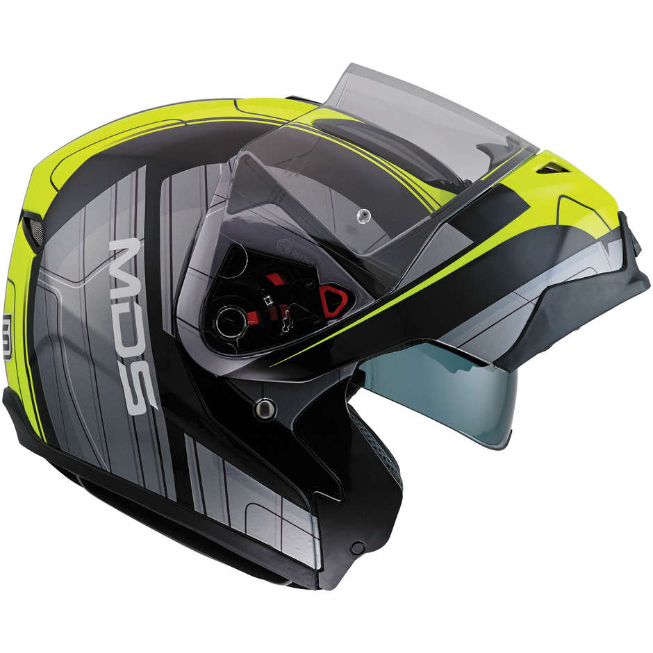 Modular Motorcycle Helmet MDS By AGV MD200 Multi GOREME Black Gray Yellow Fluo